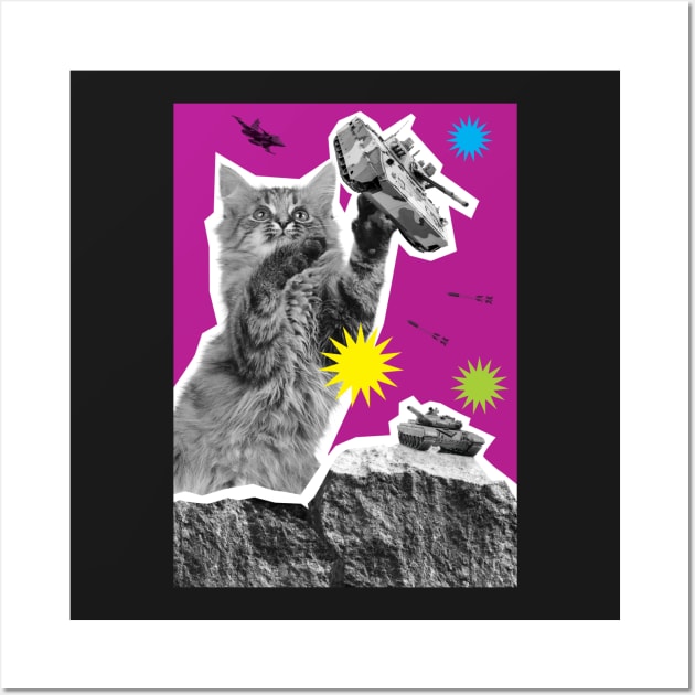 KATZILLAZ - 04 - TANK WARS - FELINE KAIJU - MONSTER CAT !!! Wall Art by CliffordHayes